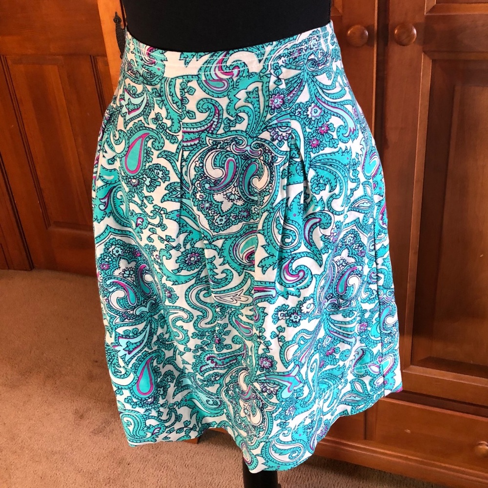 🌸Ann Taylor Loft Linen Blend Paisley Skirt Sz 6